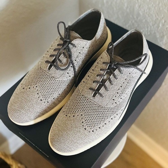 COLE HAAN Grand Troy Knit Oxford Shoe, Men's Dress Sneaker, Size 12, Gray, NWT - Picture 1 of 16